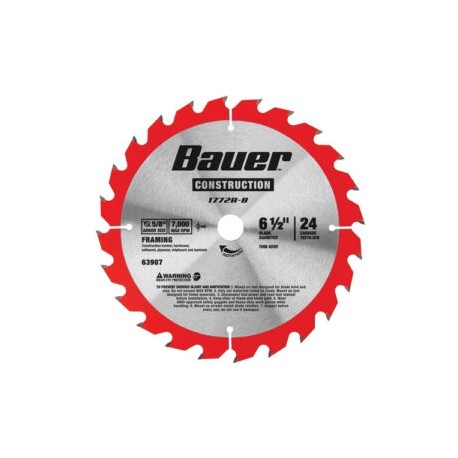 Disco De Carburo Bauer 6 1/2 X 24 Dientes Corte Madera*